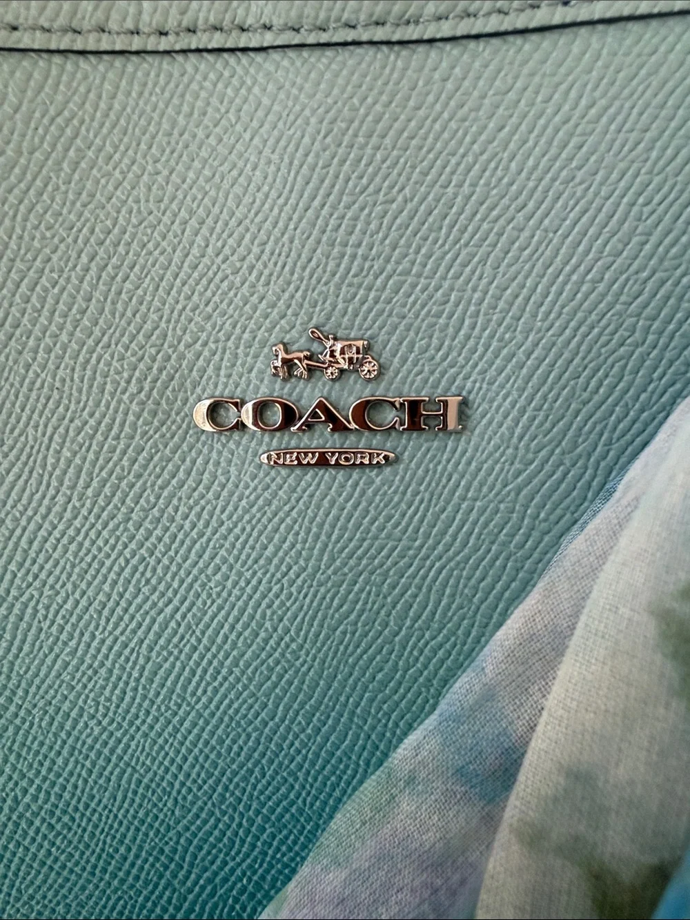Coach Ombre Teal Tote with Floral Scarf